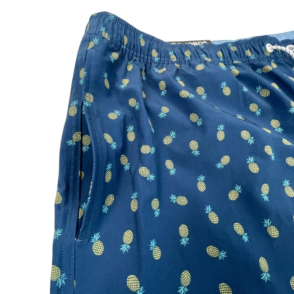 NWT Bonobos Mens XXL Blue Pineapple Stretch Swim Trunks Shorts Resort Beach 7